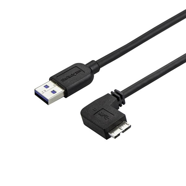 Slim Micro USB 3.0 Cable - M/M - Right-Angle Micro-USB - 0.5m (20in)