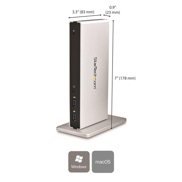 DVI Dual-Monitor Docking Station for Laptops - HDMI and VGA Adapters - USB 3.0