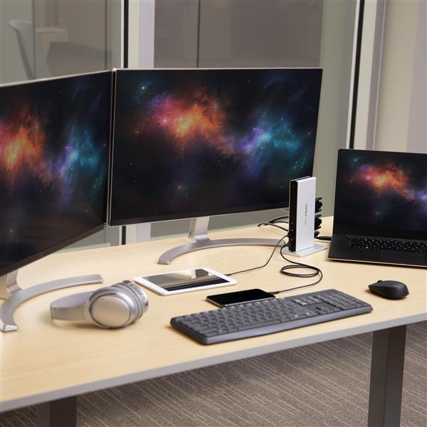DVI Dual-Monitor Docking Station for Laptops - HDMI and VGA Adapters - USB 3.0