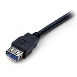 2m black USB 3.0 extension cable (A to A) for fast data transfer, supporting up to 5Gbps with minimal interference.