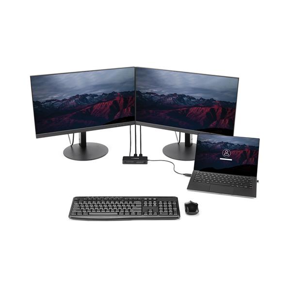 USB to Dual DisplayPort Mini Dock - GbE LAN - Dual 4K - TAA