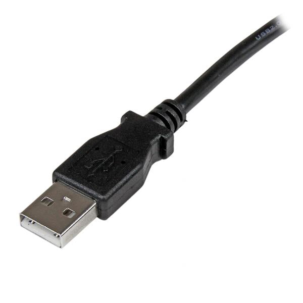 1m USB 2.0 A to Left Angle B Cable, connecting USB devices in tight spaces with durable design and fast data transfer rate.