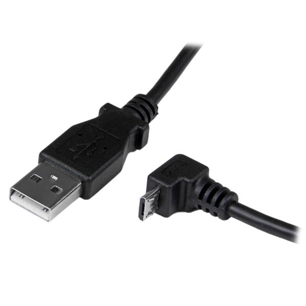 2m down-angled Micro USB cable for efficient charging and data transfer, designed for tight spaces and durable daily use.