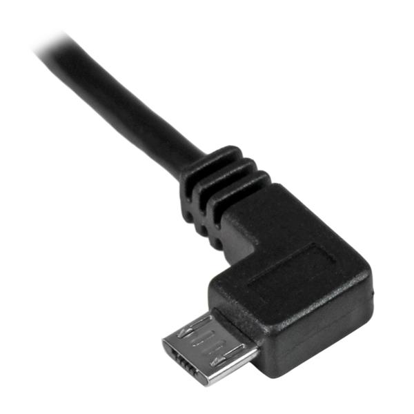 Micro-USB Charge-and-Sync Cable M/M - Left-Angle Micro-USB - 30/24AWG - 1m (3ft)