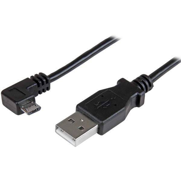 Compact 0.5m right-angle Micro-USB charge-and-sync cable for easy mobile device connectivity and faster charging.