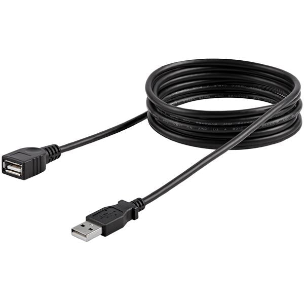 Black 6 ft USB 2.0 extension cable with male and female connectors for extending USB connectivity and enhancing device placement.