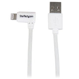 Angled USB to Lightning cable (1 m) for easy charging and syncing of Apple devices in tight spaces, certified by Apple MFi.