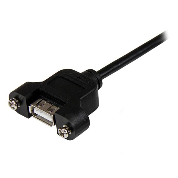 30cm Panel Mount USB Cable A to A, featuring male and female connectors for easy USB access in custom setups.