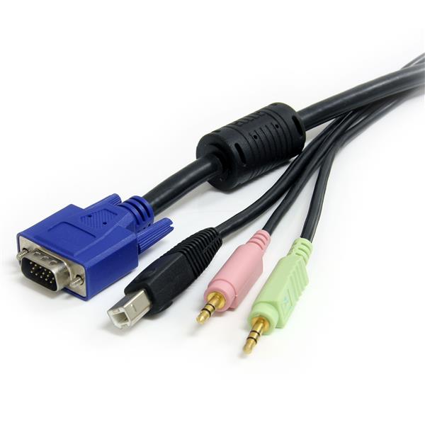 3 m (10 ft.) 4-in-1 USB VGA KVM Cable with Audio and Microphone
