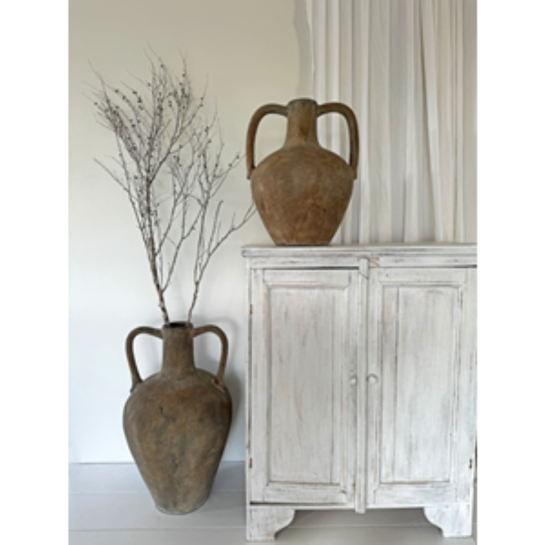 Lombok Urn - Buffalo, a 40cm terracotta vase with a natural chalky finish, perfect for decor or displaying dried flowers.