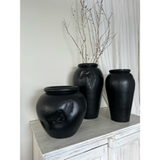 Elegant organic teak Yakisugi pot (27x25cm) for versatile decor, durable finish, ideal for orchids or dried flowers.