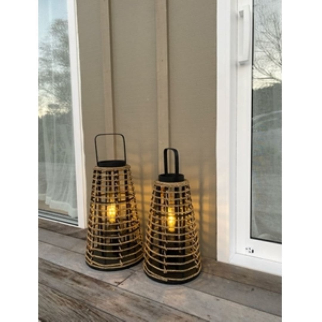 Lantern LED - Lucy Black/Natural (Set of 2)