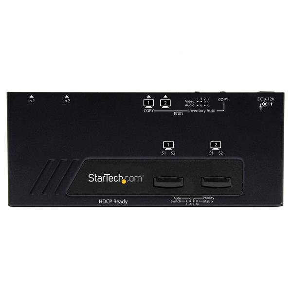 2X2 HDMI Matrix Switch w/ Automatic and Priority Switching – 1080p