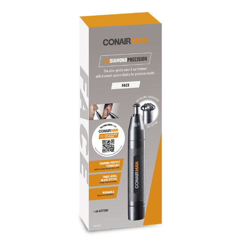 Diamond Precision Clipper by Conair, featuring a lightweight design, three-bevel blades, and diamond-protect technology for pain-free trimming.