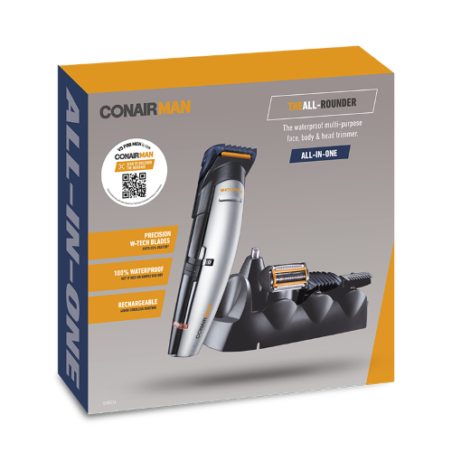 All Rounder Grooming Kit by Conairman with versatile blades, comb guides, and waterproof design for complete grooming needs.