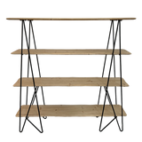 Evie 4 Tier Shelving unit in solid wood and metal, measuring 140 x 40 x 140 cm, perfect for small spaces and stylish decor.