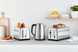 Sleek stainless steel 4-slice toaster with 9 browning settings and QuickCheck feature for perfect toast.