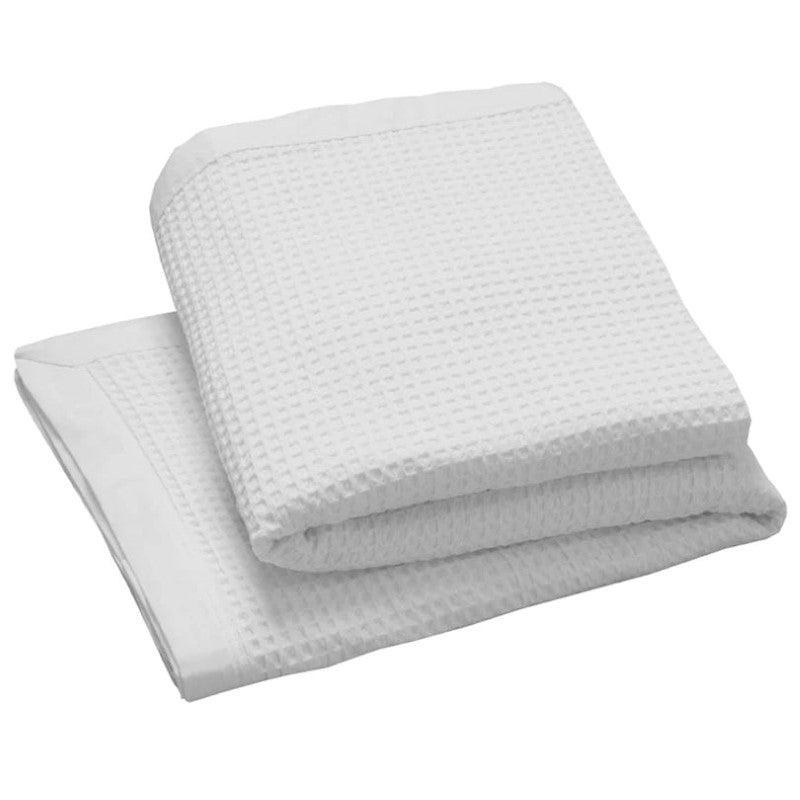 King Single / Double - Cotton Waffle Blanket  by Logan and Mason - WHITE