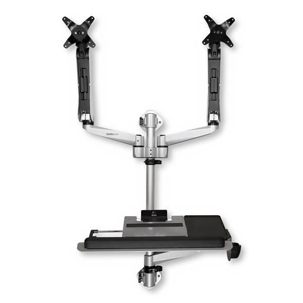 Wall-Mounted Computer Workstation - Dual Monitor - Premium