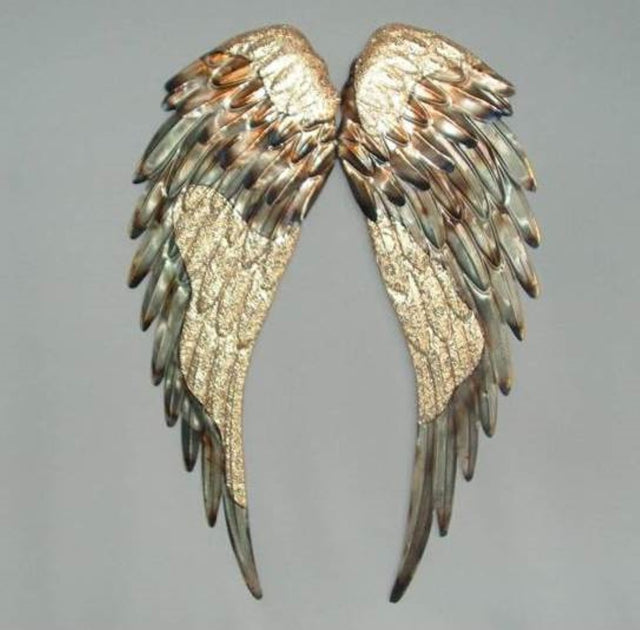 Elegant green and gold angel wings ornament, 48 x 71cm, perfect for adding charm and serenity to any space.