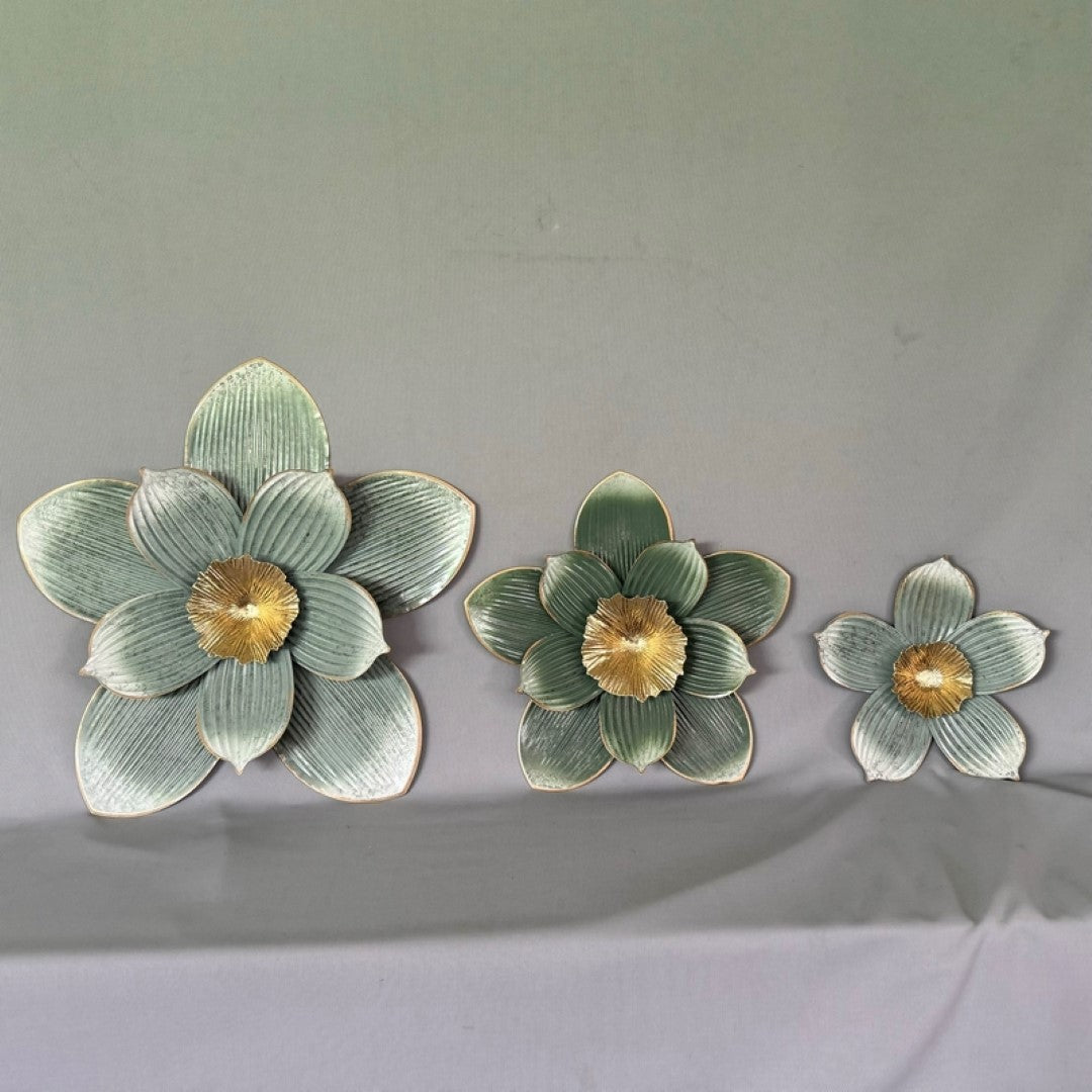 Set of 3 green flower wall art prints, perfect for enhancing decor with a calming, natural touch.