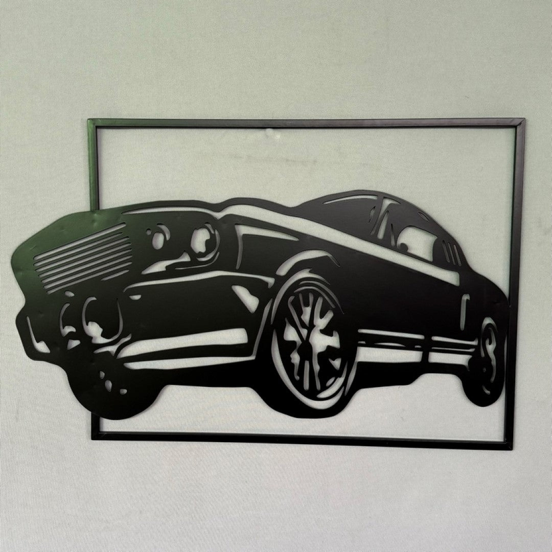 Wall art featuring a black car silhouette, measuring 61 x 38cm, perfect for car enthusiasts and elegant décor.