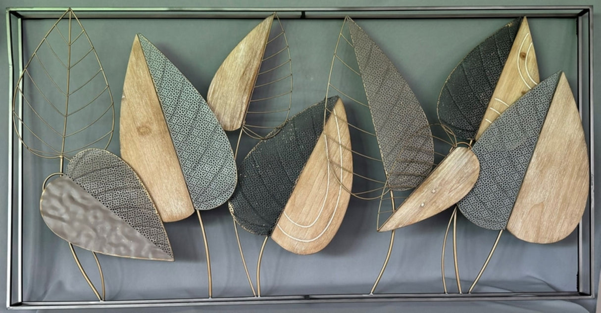 Stunning 135cm wall art featuring elegant brown and grey leaves, perfect for enhancing any modern living space.