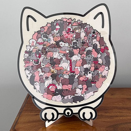 Jigsaw Puzzle - Wooden Cartoon Cat (20.3 x 24cm)