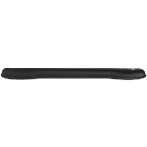 Black ergonomic foam keyboard wrist rest providing comfort and support to reduce wrist strain during long typing sessions.