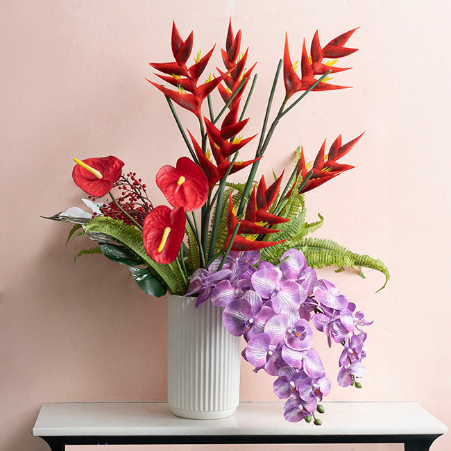 Artificial / Faux Flower - Heliconia Flower Stem Dark Red