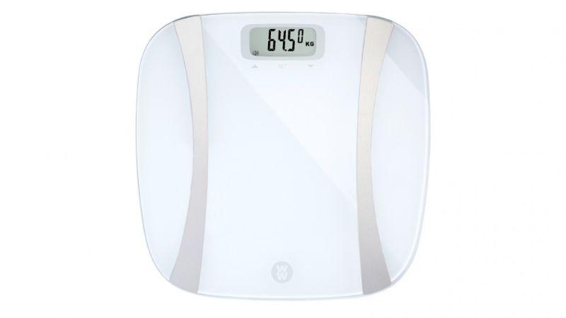 Smart Scale - IQ Body Analysis showing large digital display; tracks body fat, muscle mass, and BMI for up to 6 users.