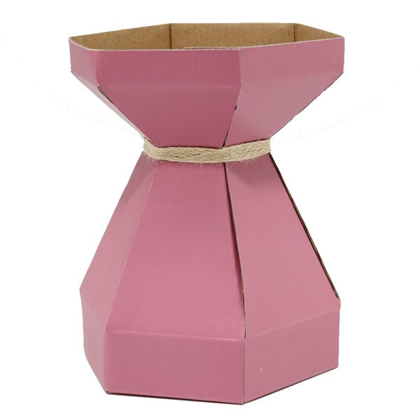 Flat Pack Transportable Vase with Plastic Liner Small Round in Dusky Pink Pk/10