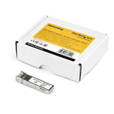 StarTech.com HP J9150D compatible SFP+ module for 10 GbE connectivity, 300m range, hot-swappable, and supports digital diagnostics.