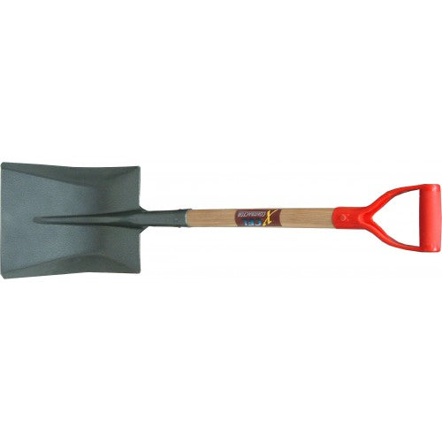 Heavy-duty shovel with a 2mm steel head, ash handle, and wide blade for efficient gardening and construction use.