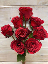 Artificial Rose Bud Bundle with 8 Flowers (Red)