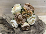 Artificial Rose Posies -  Dry Look with 6 Flowers (Cream Beige)