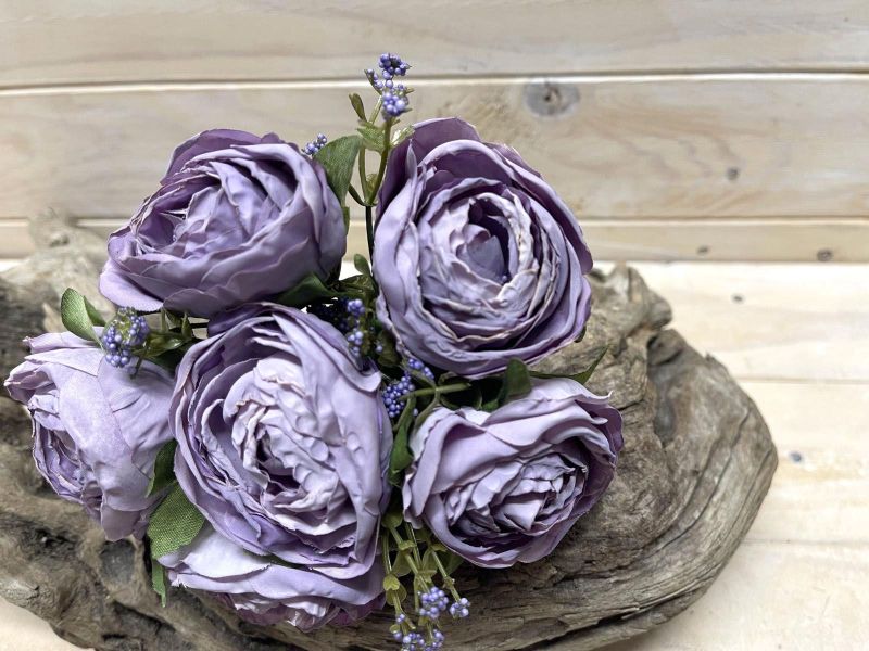 Artificial Rose Posies -  Dry Look with 6 Flowers (Lavender)
