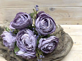 Artificial Rose Posies -  Dry Look with 6 Flowers (Lavender)