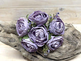 Artificial Rose Posies -  Dry Look with 6 Flowers (Lavender)