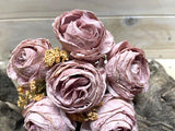 Artificial Rose Posies -  Dry Look with 6 Flowers (Mauve Pink)