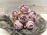 Artificial Rose Posies -  Dry Look with 6 Flowers (Mauve Pink)