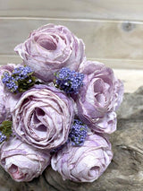Artificial Rose Posies -  Dry Look with 6 Flowers (Purple Pink)