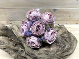 Artificial Rose Posies -  Dry Look with 6 Flowers (Purple Pink)