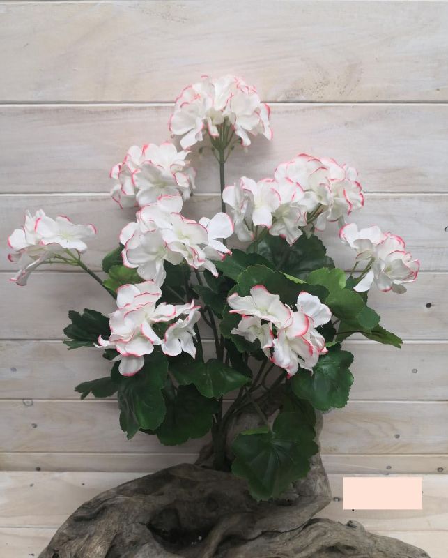Artificial Geraunium Bush - Large (Cream Pink)