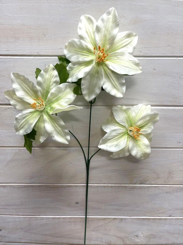 Artificial Flower Spray - Chemite with 3 Flowers (Green White)