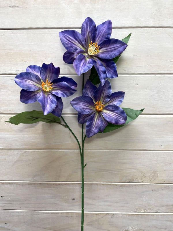 Artificial Flower Spray - Chemite with 3 Flowers (Purple Blue)