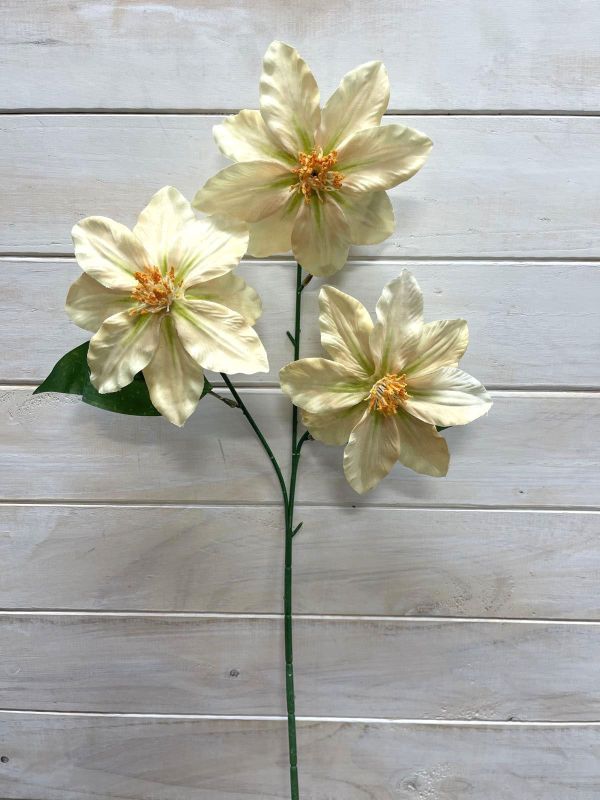 Artificial Flower Spray - Chemite with 3 Flowers (Soft Yellow)