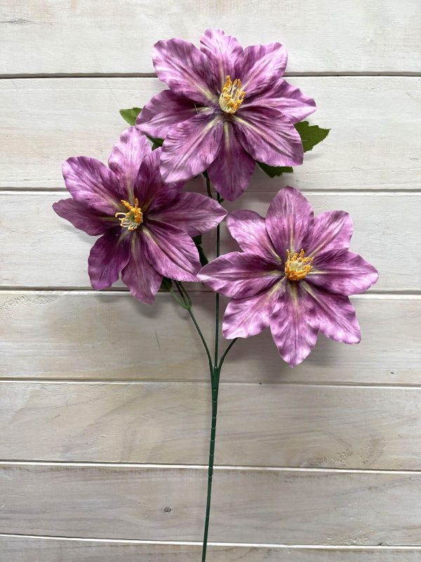 Artificial Flower Spray - Chemite with 3 Flowers (Purple Pink)