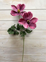 Artificial Magnolia Spray with 2 Flowers (Burgundy)