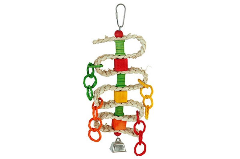 Bird Toy - Braided Spools and Blocks - 30cm
